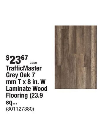 The Home Depot Trafficmaster grey oak 7 mm t x 8 in. w laminate wood flooring (23.9 sqft/case) offer