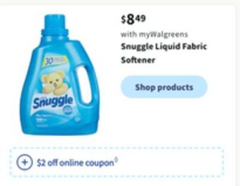 Walgreens Snuggle liquid fabric softener offer