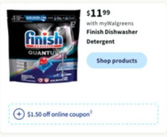 Walgreens Finish dishwasher detergent offer
