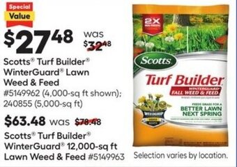 Lowe's Scotts® Turf Builder® WinterGuard® Lawn Weed & Feed offer