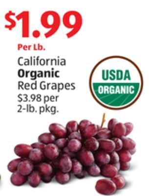 Aldi California organic red grapes offer