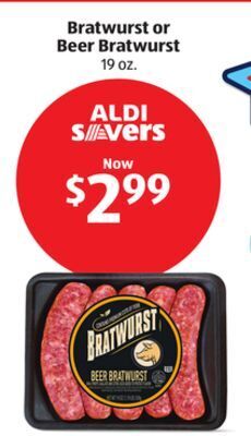 Aldi Bratwurst or beer bratwurst offer
