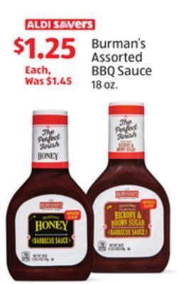 Aldi Burman's assorted bbq sauce offer
