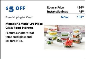 Sam's Club Member's mark 24-piece glass food storage offer