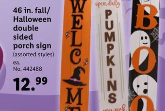 Lidl 46 in. fall/halloween double sided porch sign offer