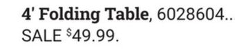 Ace Hardware 4' folding table offer