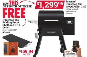 Ace Hardware Traeger ironwood 650 wood pellet grill offer