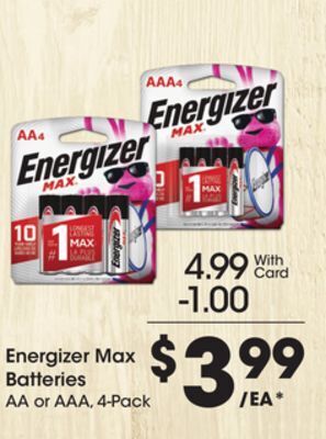 Kroger Energizer max batteries offer