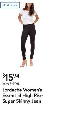Walmart Jordache women's essential high rise super skinny jean offer