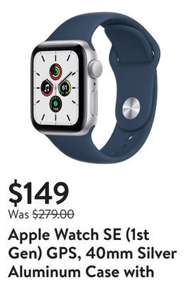 Walmart Apple watch se (1st gen) gps, 40mm silver aluminum case with abyss blue sport band - regular offer