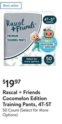 Walmart Rascal + friends cocomelon edition training pants, 4t-5t offer