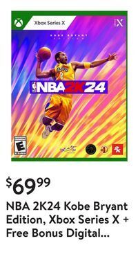 Walmart Nba 2k24 kobe bryant edition, xbox series x + free bonus digital content offer