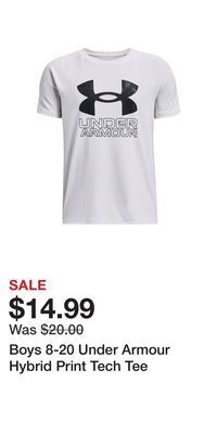 Kohl's Boys 8-20 under armour hybrid print tech tee offer