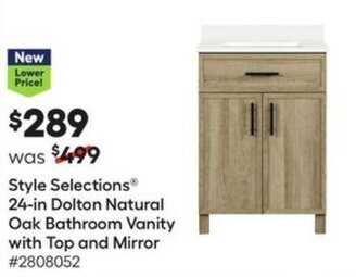 Lowe's Style Selections 24 in Dolton Natural Oak Bathroom Vanity with Top and Mirror offer