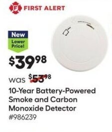 Lowe's First Alert 10 Year Battery Powered Smoke and Carbon Monoxide Detector offer