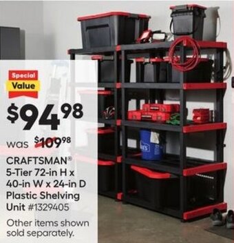 Lowe's CRAFTSMAN 5 Tier 72 in H x 40 in W x 24 in D Plastic Shelving Unit offer
