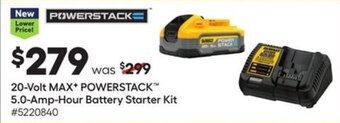 Lowe's DeWalt 20 Volt MAX POWERSTACK 5.0-Amp-Hour Battery Starter Kit offer