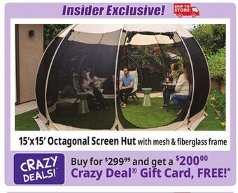 Ocean State Job Lot Crown shades 15' x 15' pop-up octagonal screen hut offer