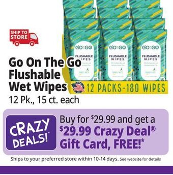 Ocean State Job Lot Go on the go flushable wet wipes offer