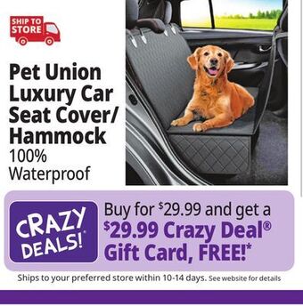 Ocean State Job Lot Pet union luxury car seat cover/ hammock offer