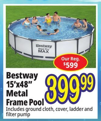 Ocean State Job Lot Bestway 15' x 48 steel pro max above ground pool set offer