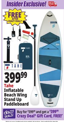 Ocean State Job Lot Tahe 11' inflatable beach wing stand up paddleboard offer