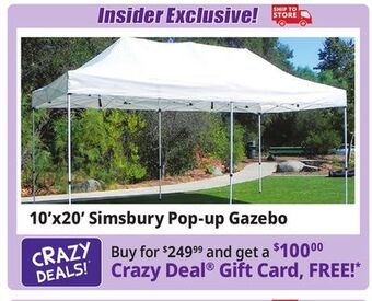 Ocean State Job Lot Simsbury 10' x 20' one-touch pop-up gazebo offer