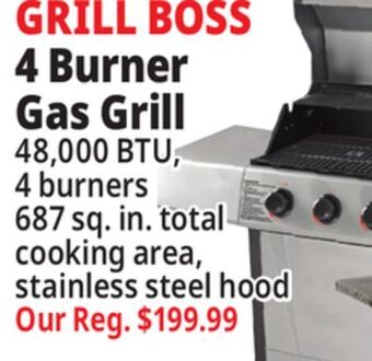 Ocean State Job Lot Grill boss 4-burner gas grill offer