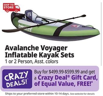 Ocean State Job Lot Avalanche 9'9 voyager 1-person inflatable kayak set, green offer