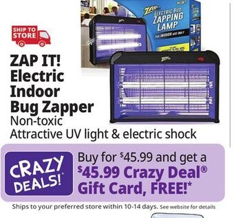 Ocean State Job Lot Zap it! electric indoor bug zapper with non-toxic attractant uv light and electric shock offer