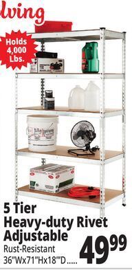 Ocean State Job Lot Method 5-tier heavy-duty rivet shelving unit, 36 x 18 x 71 offer