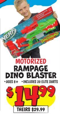 Ollie's Nerf motorized rampage dino blaster offer