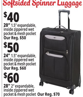 Ocean State Job Lot Softsided spinner luggage offer