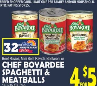 Bravo Supermarkets Chef boyardee spaghetti & meatballs offer