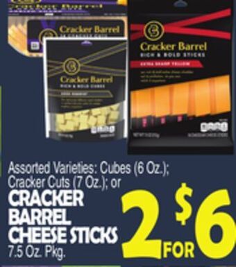 Bravo Supermarkets Cracker barrel cheese sticks 7.5 oz. pkg offer
