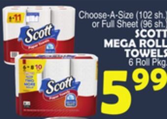 Bravo Supermarkets Scott mega roll towels 6 roll pkg offer