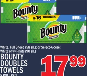 C Town Bounty doubles towels 8 roll pkg offer