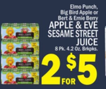C Town Apple & eve sesame street juice offer