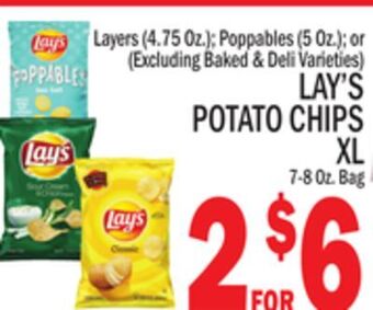 C Town Lay's potato chips xl 7-8 oz. bag offer