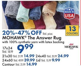 Boscov's Mohawk the answer rug with 100% synthetic yarn offer