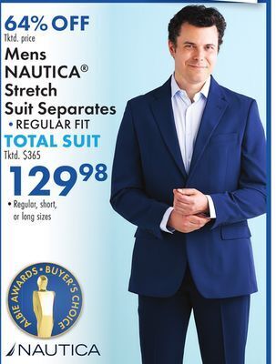 Boscov's Mens nautica stretch suit separates offer