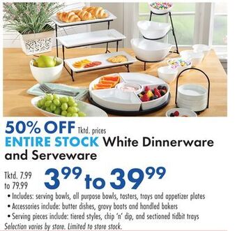 Boscov's Entire stockwhite dinnerware and serveware offer