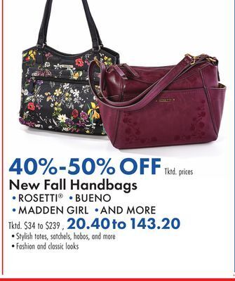Boscov's New fall handbags offer