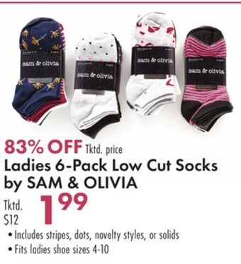 Boscov's Ladies 6-pack low cut socks by sam & olivia offer