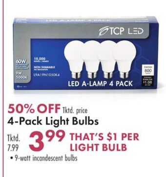 Boscov's 4-pack light bulbs offer