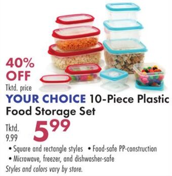 Boscov's 10-piece plastic food storage set offer