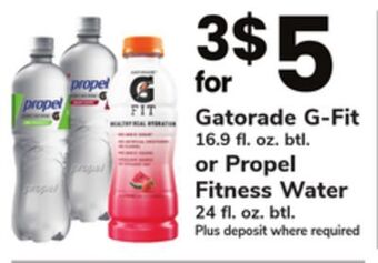ACME Gatorade g-fit 16.9 fl. oz. btl. or propel fitness water 24 fl. oz. btl offer