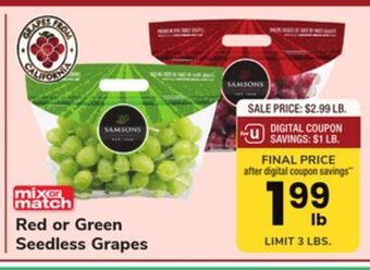 ACME Red or green seedless grapes offer