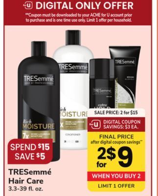 ACME Tresemmé hair care offer