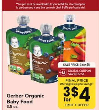 ACME Gerber organic baby food offer